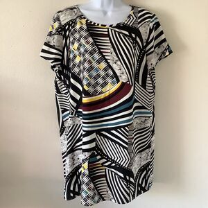 Tildon Artsy Wearable Art Graphic Geometric Abstract T Shirt Dress Large